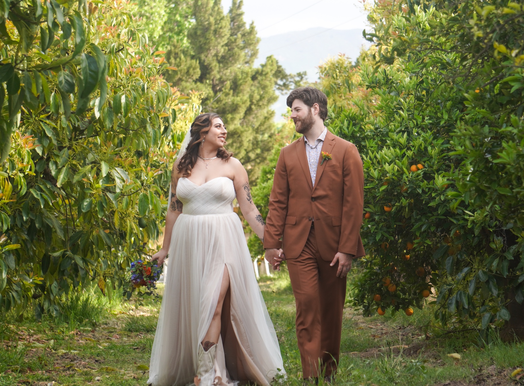 Orchard wedding portrait